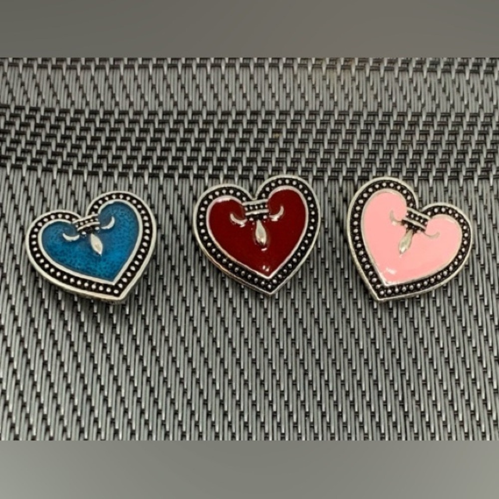 Heart Fluer De Lis Snap Button Charm Set of 3